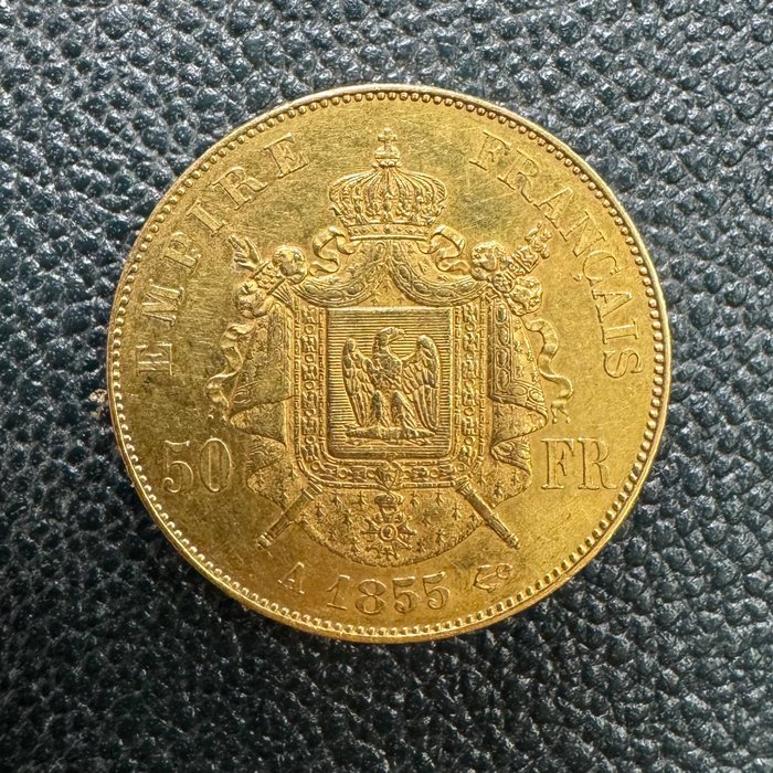 16,14 grams - Guld 900 - 50 Francs Napoleon III - 1855