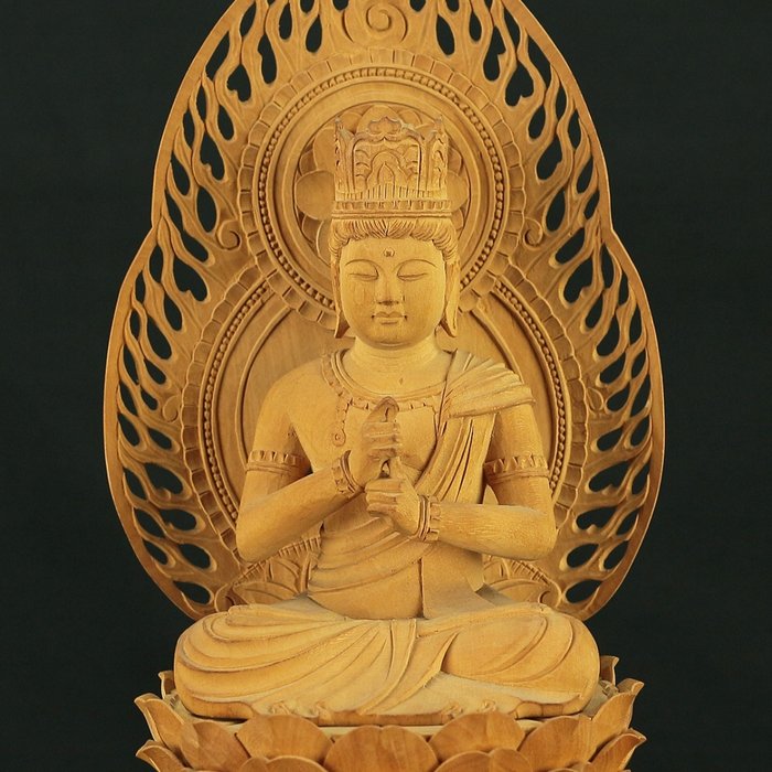 Dainichi Nyorai (Vairocana) 大日如来 Wood Carving Buddhism Statue Sculpture - Statue Træ - Japan  (Ingen mindstepris)