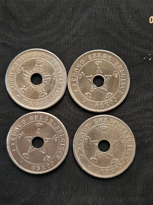 Belgisk Congo. 5, 10 en 20 Cents 1908 t.e.m. 1928  (Ingen mindstepris)