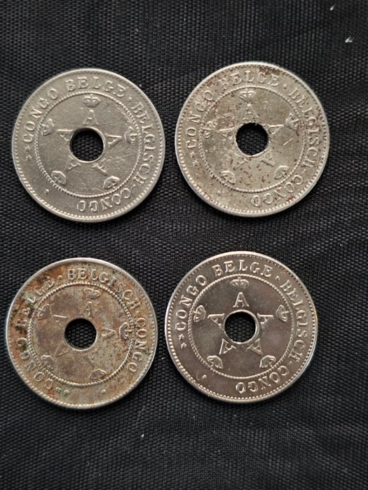 Belgisk Congo. 5, 10 en 20 Cents 1908 t.e.m. 1928  (Ingen mindstepris)