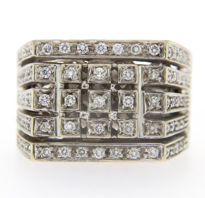 Handmade - Ring - Happy Diamonds - 18 kraat Hvidguld -  0.85ct. tw. - Diamant