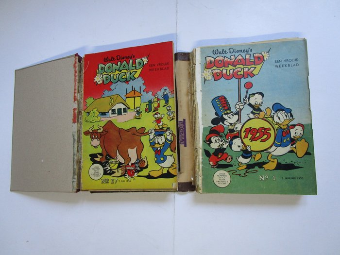 Donald Duck - Jaargang 1955 - Compleet ingebonden - 2 Album - Første udgave - 1955