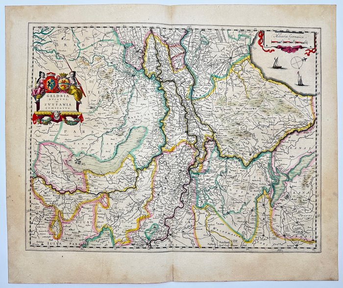 Holland - Kort over provinsen Gelderland (Gulder); Willem Janszoon Blaeu - Geldria Ducatus et Zutfania Comitatus - 1661-1680