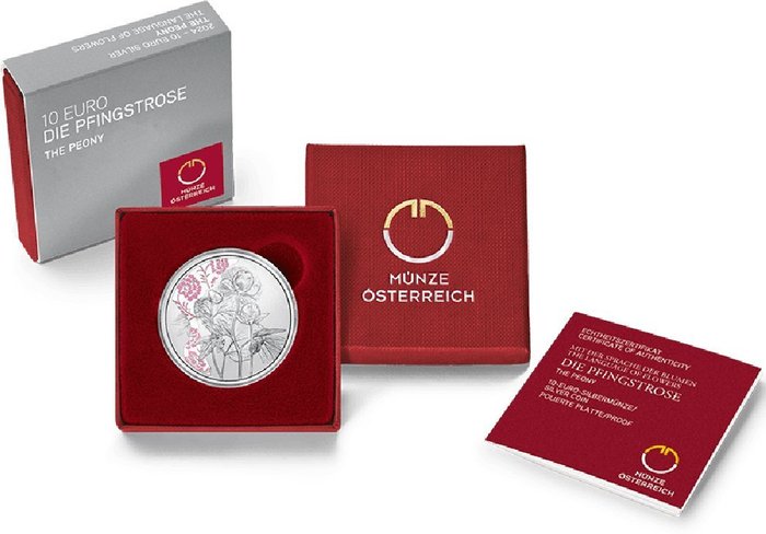 Østrig. 10 Euro 2024 "Peony, Language of Flowers Austria"  (Ingen mindstepris)