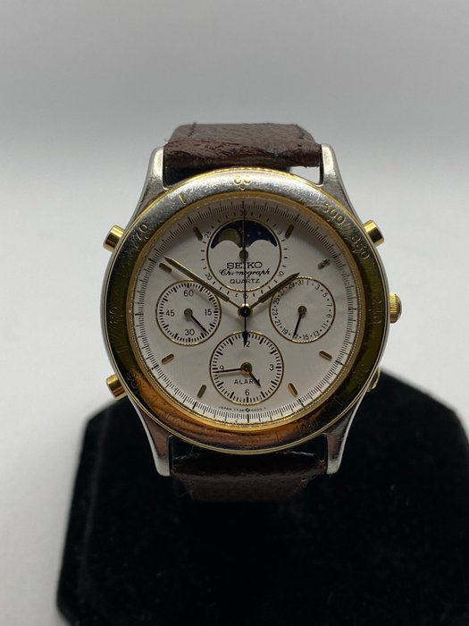 Seiko - Chronograph Moonphase Alarm - Ingen mindstepris - 7T36 - Mænd - 1990-1999