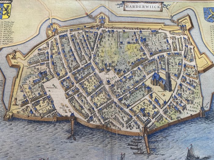 Holland - Bykort over Harderwijk; Joan Bleau Amsterdam - Harderwijk - 1521-1550