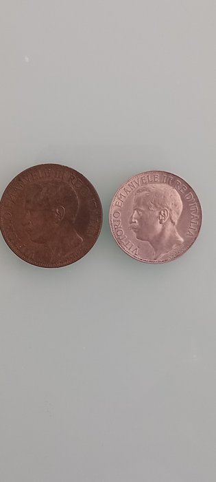 Italien, Kongeriget Italien. Vittorio Emanuele III di Savoia (1900-1946). 2 Lire + 10 centimos 1911 cincuentenario unificacion reino italia  (Ingen mindstepris)