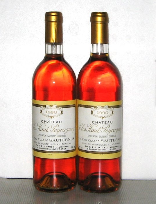 1990 Château Clos Haut-Peyraguey - Sauternes 1er Grand Cru Classé - 2 Flasker (075 L)