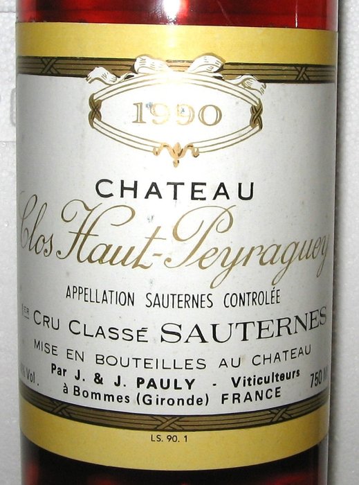 1990 Château Clos Haut-Peyraguey - Sauternes 1er Grand Cru Classé - 2 Flasker (075 L)