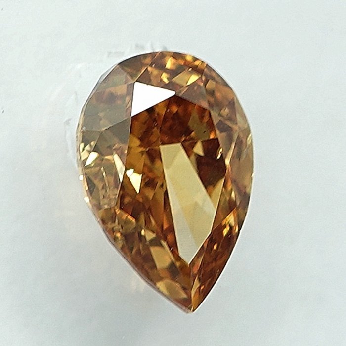 1 pcs Diamant  (Naturfarvet)  - 0.53 ct - Pære - Fancy Gullig Orange - SI1 - International Gemological Institute (IGI)