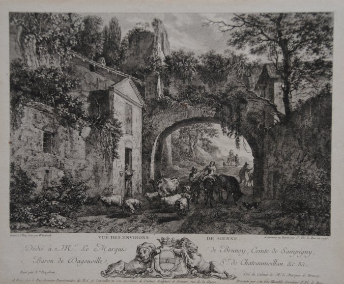 Jacques-Philippe Le Bas (1707-1783) - Vuë des Environs de Sienne (Italia, Siena)