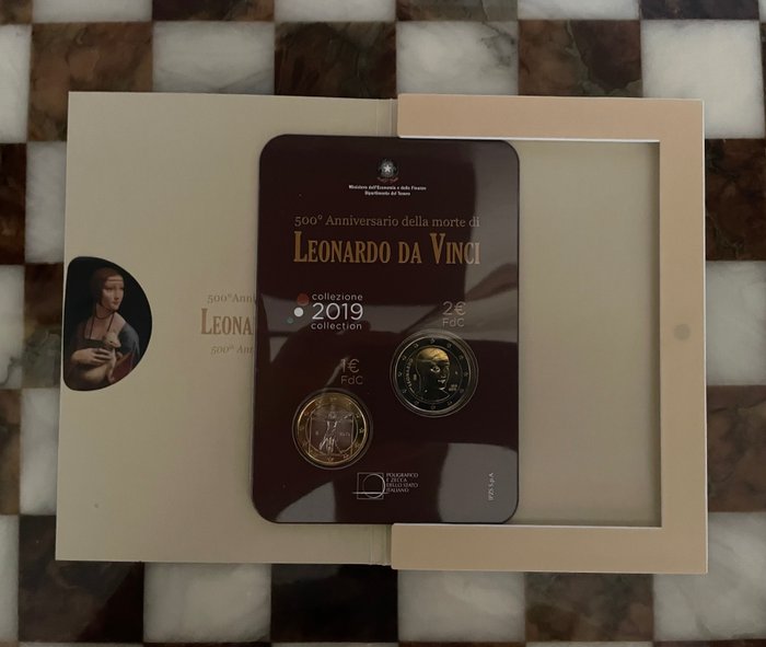 Italien Coin Card 2019 "Leonardo Da Vinci" (10 coincards)