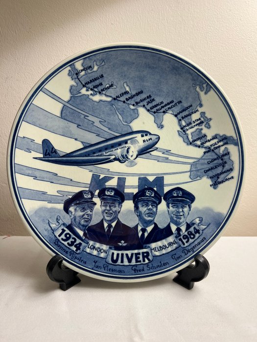 Commemorative plate 'London-Melbourne 1934-1984' Uiver - KLM - Vægtallerken - Porcelæn