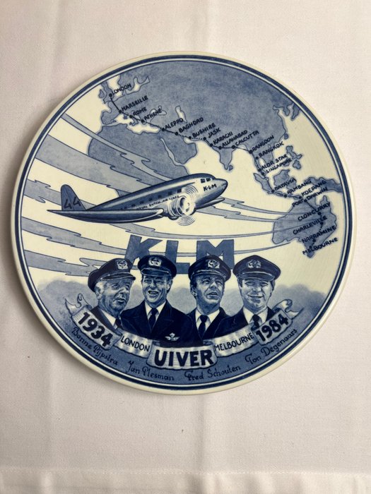 Commemorative plate 'London-Melbourne 1934-1984' Uiver - KLM - Vægtallerken - Porcelæn