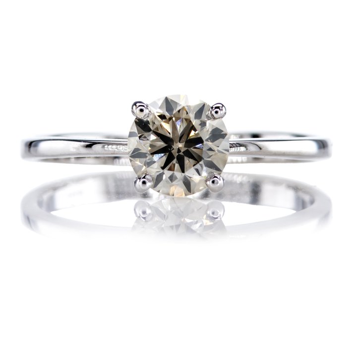 Ingen mindstepris - Forlovelsesring - 14 karat Hvidguld -  1.01ct. tw. Diamant (Naturfarvet)