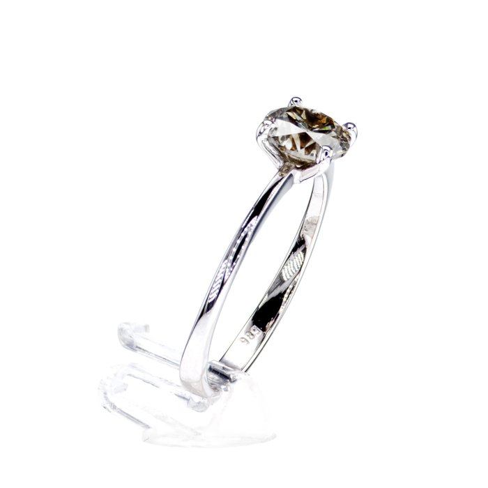 Ingen mindstepris - Forlovelsesring - 14 karat Hvidguld -  1.01ct. tw. Diamant (Naturfarvet)