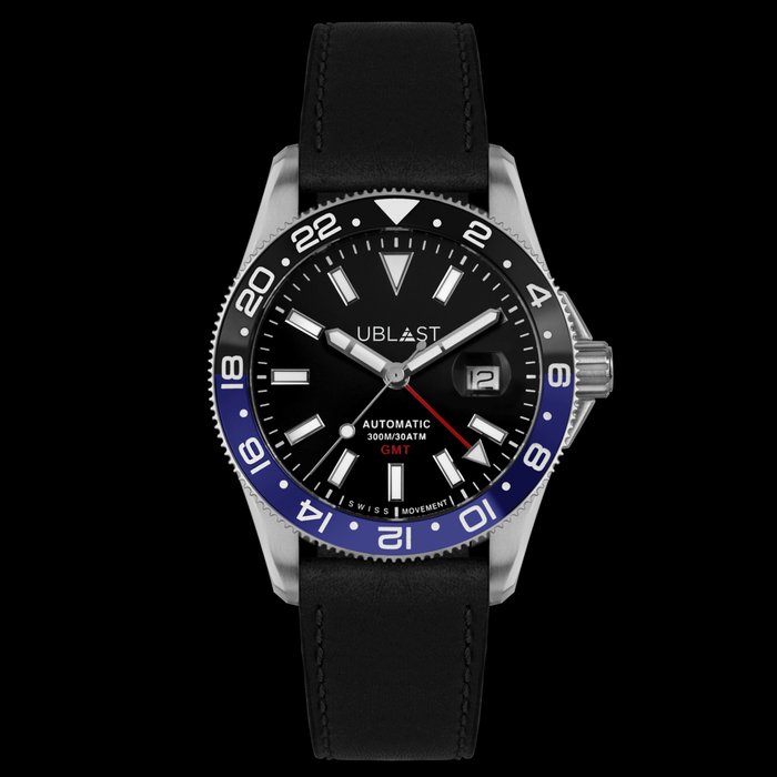 Ublast - Royal GMT Professional 30 ATM - UBRG44BBK/PLN - Automatic Swiss MOVT - Mænd - Ny