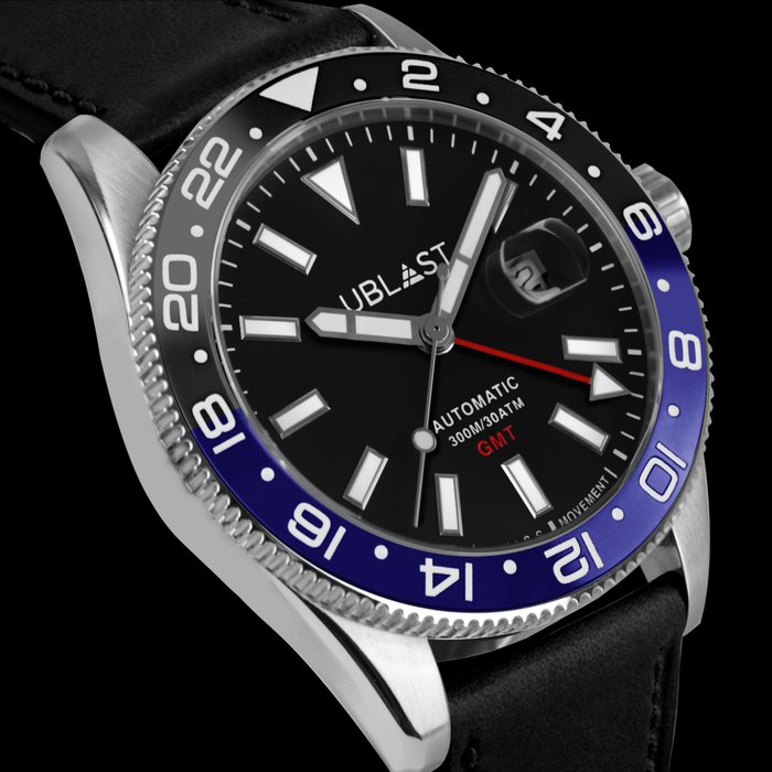 Ublast - Royal GMT Professional 30 ATM - UBRG44BBK/PLN - Automatic Swiss MOVT - Mænd - Ny