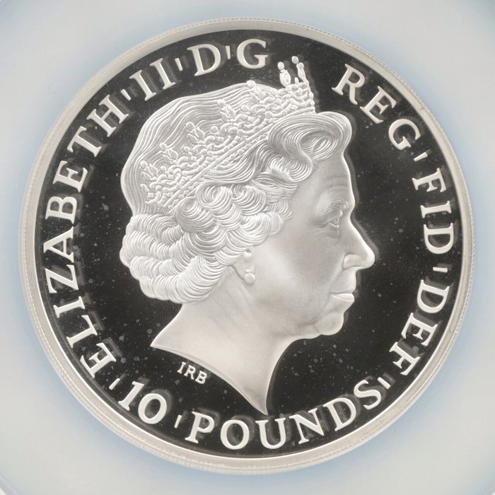 Storbritannien. 10 Pounds 2013 "Britannia", 5 Oz (.999) - PF69 Ultra Cameo  (Ingen mindstepris)