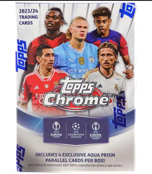 2023/24 Topps Chrome UEFA Club - Blaster Box Chase the Autograph! - 1 Sealed box - Næsten så god som ny (NM)