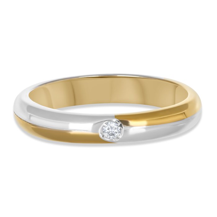 Ring - 18 kraat Gulguld, Hvidguld -  0.04ct. tw. Diamant (Natur)