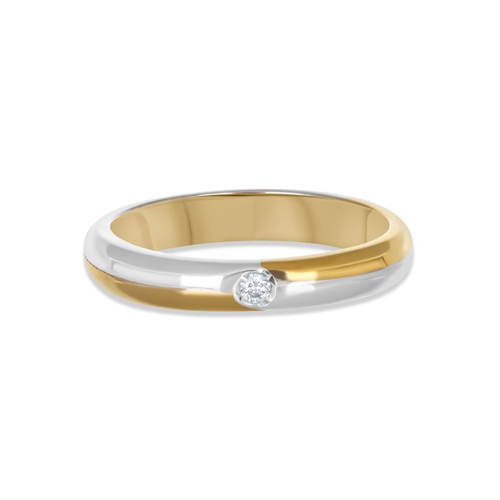 Ring - 18 kraat Gulguld, Hvidguld -  0.04ct. tw. Diamant (Natur)