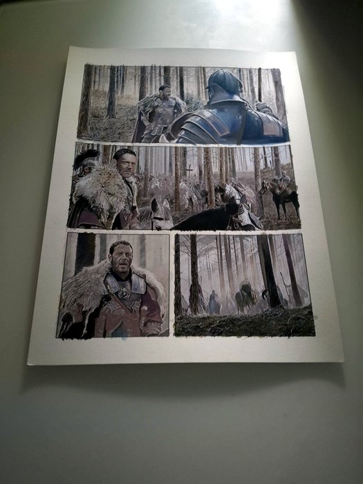 Gladiator (2000) - Russell Crowe - Lot of 6 original aquarel paintings (42x58cm each) - for Comic book- by artist