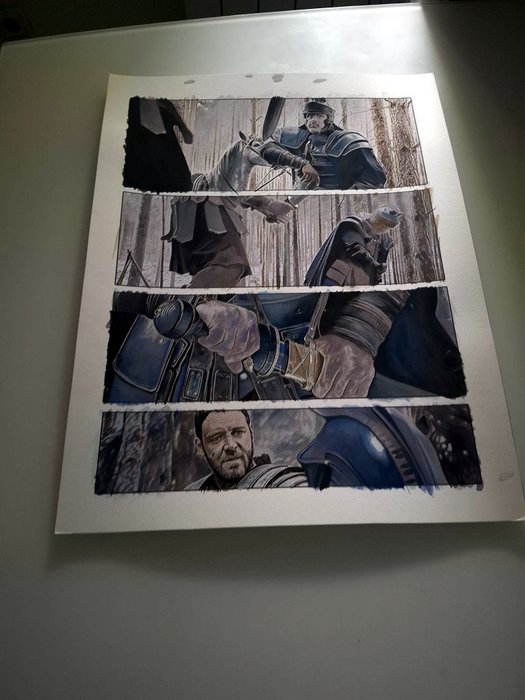 Gladiator (2000) - Russell Crowe - Lot of 6 original aquarel paintings (42x58cm each) - for Comic book- by artist