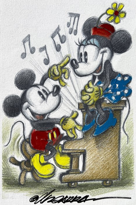 Joan Vizcarra - Mickey: A Piano Serenade for Minnie - Embellished on Canvas