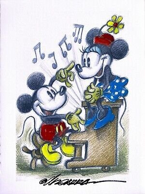 Joan Vizcarra - Mickey: A Piano Serenade for Minnie - Embellished on Canvas