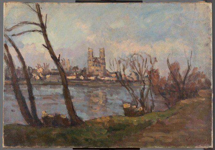 Abel Lauvray (1870-1950) - Mantes, reflets sur la Seine