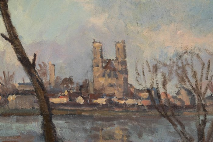 Abel Lauvray (1870-1950) - Mantes, reflets sur la Seine