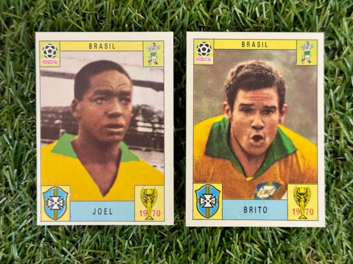 1970 Panini Mexico 70 World Cup Brasil - Joel, Brito - 2 Card - Næsten så god som ny (NM)