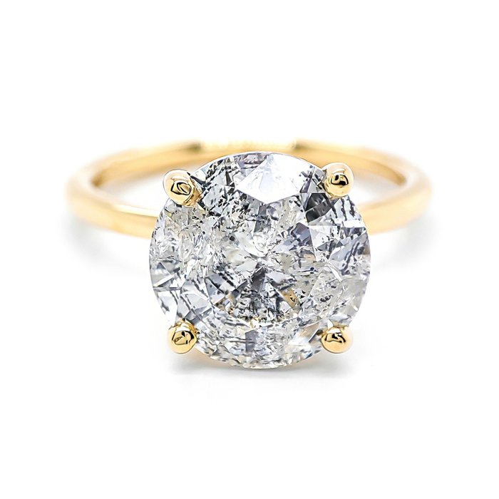 Ring - 14 karat Gulguld -  4.01ct. tw. Diamant (Natur)