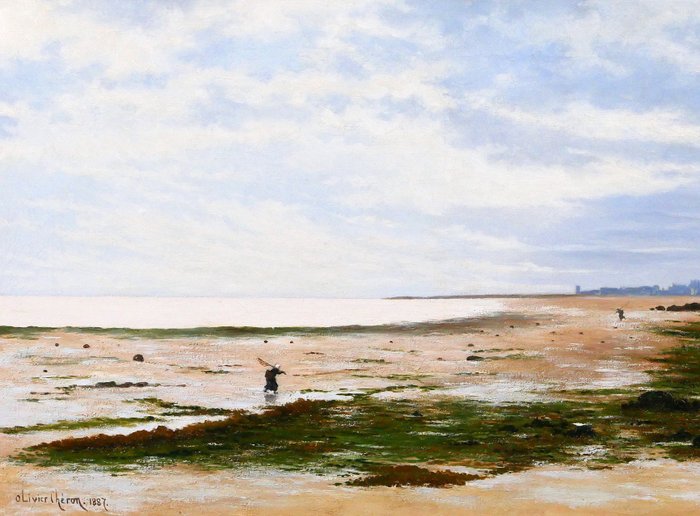 Olivier Cheron (1854-1935) - Normandy, Arromanches, landscape, morning effect