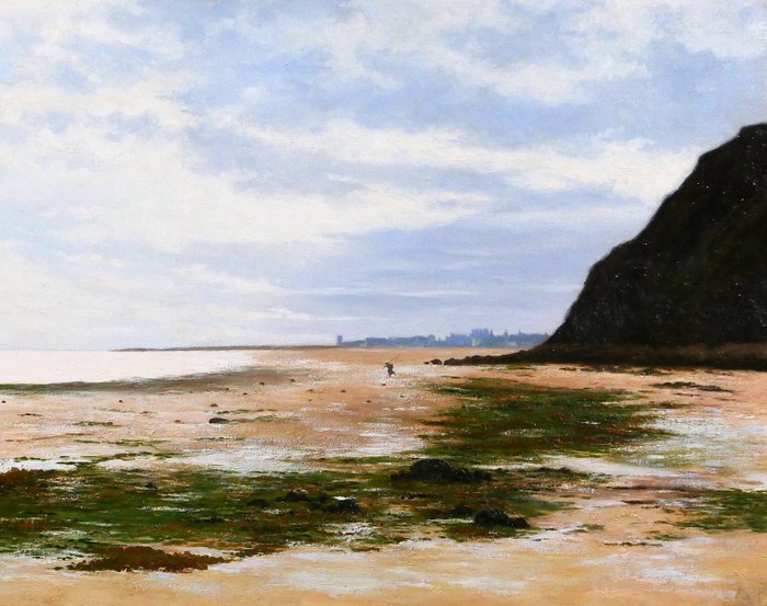 Olivier Cheron (1854-1935) - Normandy, Arromanches, landscape, morning effect