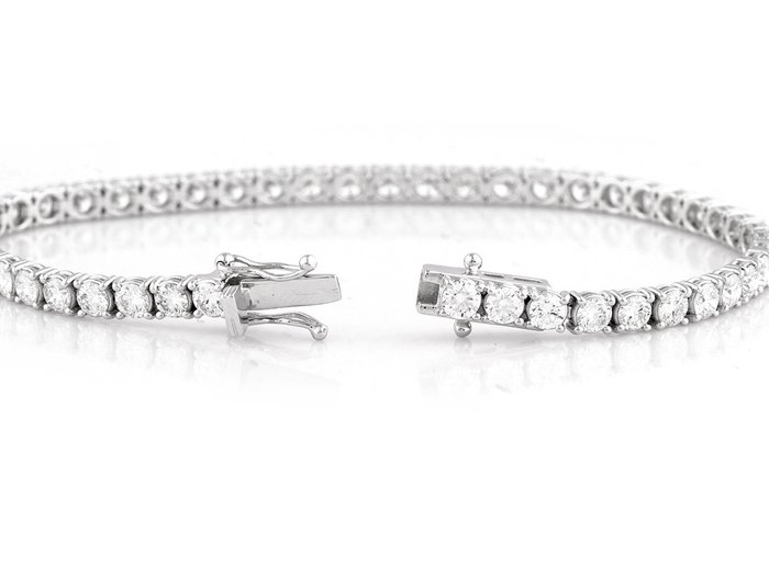 Armbånd - 18 kraat Hvidguld -  6.15ct. tw. Diamant (Laboratoriedyrket)