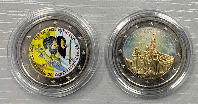 Vatikanstaten. 2 Euro 2017 "Santi Pietro e Paolo" + "Fatima"  (2 monnaies)