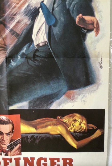 Art by Jean Mascii - Goldfinger (1964) Sean Connery - Original French Cinema release 80x60 cm