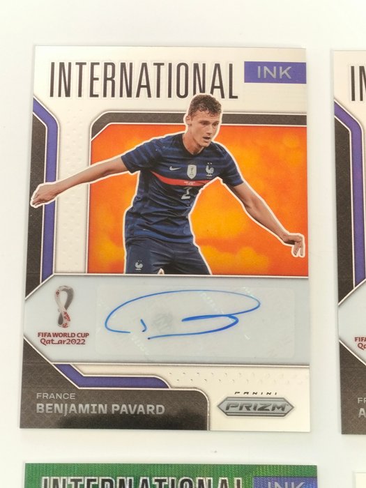 2022 Panini Prizm World Cup Martial/Pavard/Sagna/Bergwijn Auto - 4 Card - Næsten så god som ny (NM)