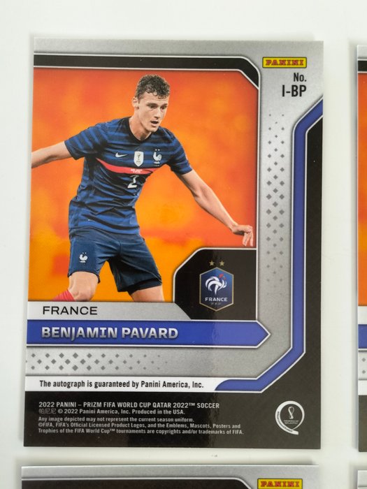 2022 Panini Prizm World Cup Martial/Pavard/Sagna/Bergwijn Auto - 4 Card - Næsten så god som ny (NM)