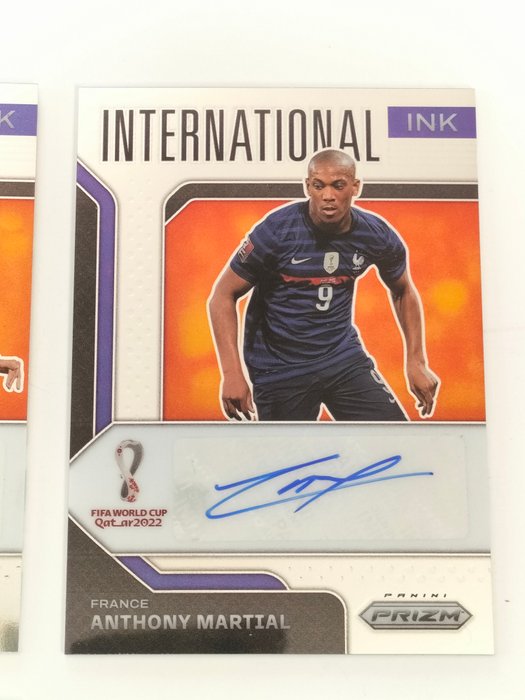 2022 Panini Prizm World Cup Martial/Pavard/Sagna/Bergwijn Auto - 4 Card - Næsten så god som ny (NM)