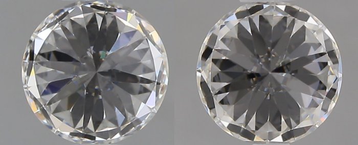 2 pcs Diamant  (Natur)  - 1.00 ct - Rund - D (farveløs) - IF - Gemological Institute of America (GIA) - *Matching Pair* *EX VG*