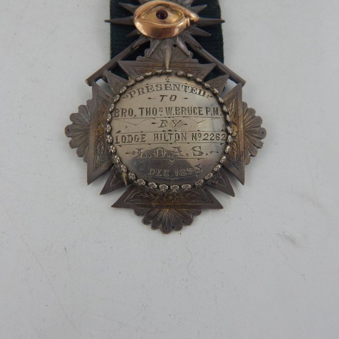 Storbritannien - Badge - masonic franc maconnerie antique silver jewel 1893 - 19. - sidst i