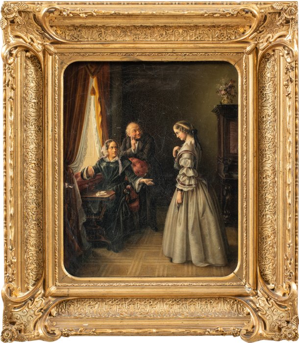 French School (XIX) - The arrival of the letter from the suitor