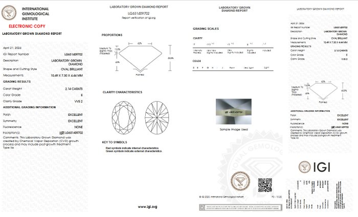 Ingen mindstepris - Forlovelsesring - 14 karat Hvidguld -  2.14ct. tw. Diamant (Laboratoriedyrket) - E VVS2 IGI