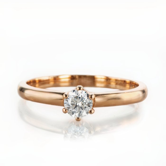 Forlovelsesring - 14 karat Rosaguld -  0.27ct. tw. Diamant (Natur)