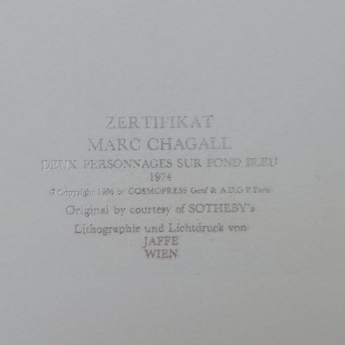 Marc Chagall (1887-1985) - Deux personnages sur fond bleu