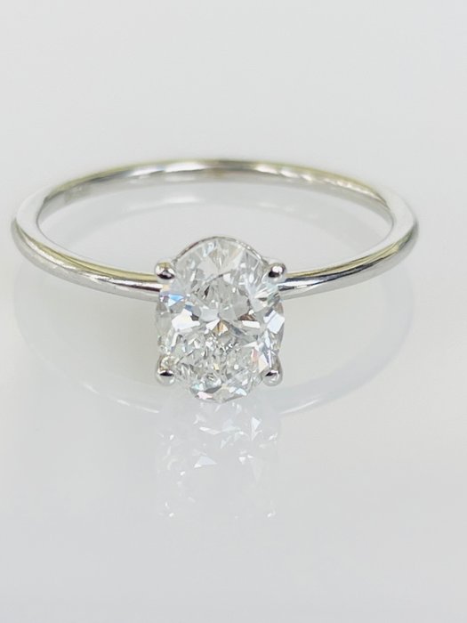 Forlovelsesring - 14 karat Hvidguld -  1.01ct. tw. Diamant (Natur)