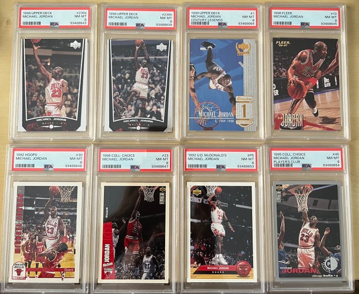 1992 to 1999 - Upper Deck Fleer - Michael Jordan - 8 Graded card - PSA 8